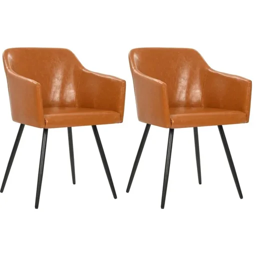 "Dining room chairs 2 pieces faux leather brown image"