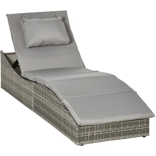 "Foldable lounger in rattan look, light grey, 200 x 60 x 40 cm image"
