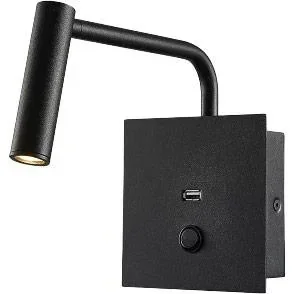"VT-2943 LED reading lamp with USB - wall mount - 3W - 180 lumens - 3000K - black - Ideal for next to your bed image"