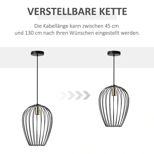 "Pendant light hanging lamp modern pendant lamp for office living room dining room metal black Ø26 x 130 cm image"