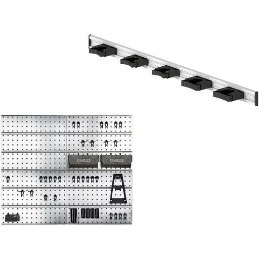 "Super Clip Set - Cabinet with Toolflex aluminum rail with 5 tool holders image"