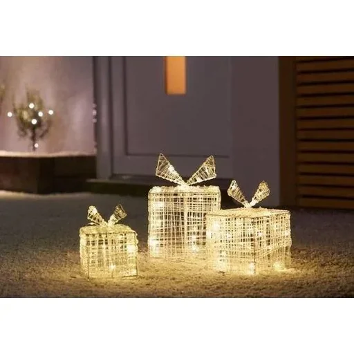 "SET of 3 illuminated gift boxes - 30 LEDs - 15 cm high image"