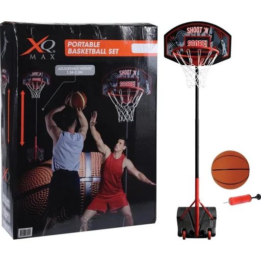 "XQ Max Basketball Set - Standard Basketball - Adjustable from 1.38 m to 2.5 m - Ø 45 cm - Black/Orange - Metal image"