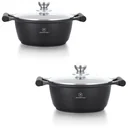 Herenthal 2-piece cookware set - Sauté pan - 24cm, 26cm - Marble coating - with glass lid