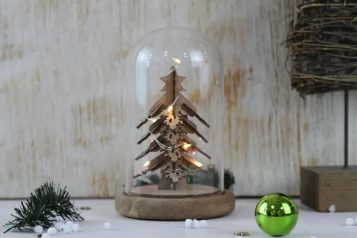 "LED Christmas tree under glass dome image"