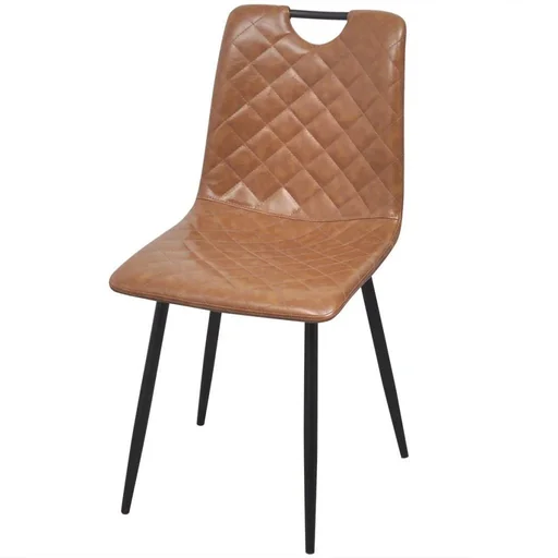 "Dining room chairs 2 pieces artificial leather light brown image"