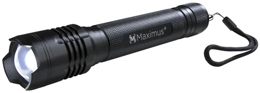 "High-power LED flashlight, black image"