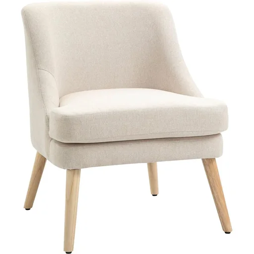 "Dining room chair with armrests, living room chair, office chair, upholstered chair, modern, linen-touch wood, white, 63 x 69 x 79.5 cm image"