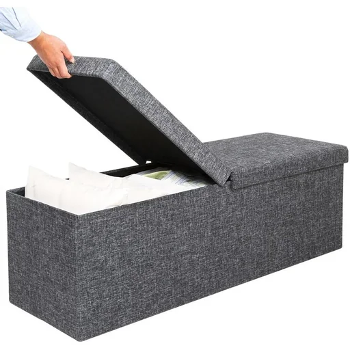 "Bench / storage box / footstool including storage & lid - dark grey - 80 x 40 x 40 cm image"