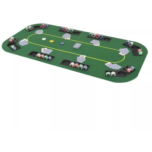"Poker table top for 8 players, 4-way folding, green image"