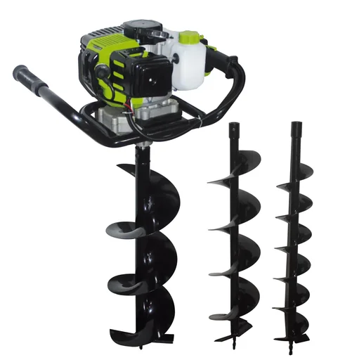"Earth auger "ZI-ELB70", with 3 drill bits, green/black image"