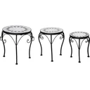 Metal plant tables with ceramic top retro look heights 27, 31, 35 cm