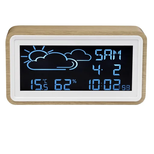 "Weather station with radio clock, alarm clock and 2 USB charging ports image"
