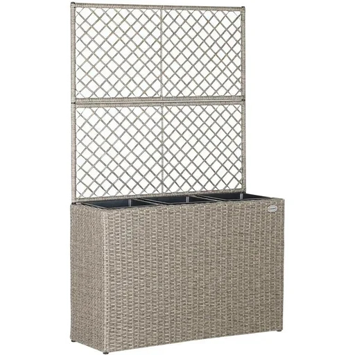 "Polyrattan planter with trellis cream image"