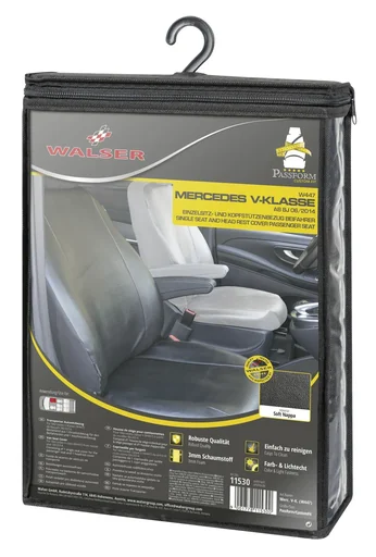 "Fitted seat covers - artificial leather Mercedes V-Class 447 for single passenger seat with armrest inside from model year 06/2014 - today image"