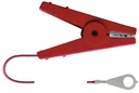 Fence cable with clamp, red, cable length 100 cm, with M8 eyelet