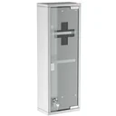 Medicine cabinet first aid cabinet with lock 3 compartments frosted glass 430 stainless steel + tempered glass door silver 20