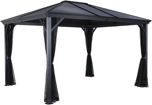 "Pavillon Ventura 1010 295,5×295,5×260,5 cm Basaltgrijs – Aluminium paviljoen met stalen dak image"