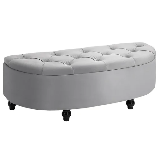 "Bench Stool Chest Storage Box Footstool with Storage Space Open Lid for Bedroom Velvet-Touch Rubber image"