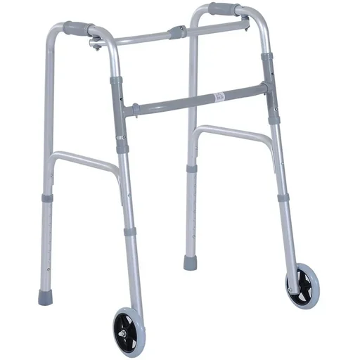 "Walker walking frame walking frame aluminum walking aid with 2 wheels foldable image"