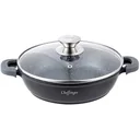 Cheffinger Casserole Dish / Low Pan / Serving Pot - Marble Coating - with Removable Silicone Handles - SS - 28cm