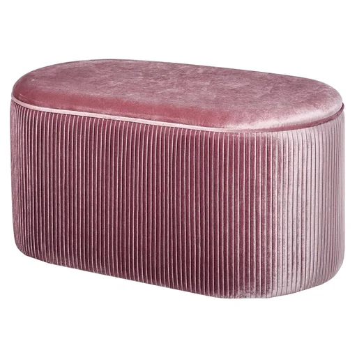"Upholstered bench with storage space, chest bench for the living room, French style, velvet, elegant, pink, 81 x 40 x 41 cm image"
