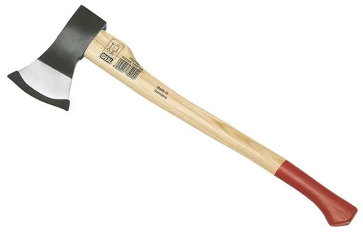 "Wooden axe 1,250 g, head black lacquered, edge ground and polished, cutting protection, ash cow foot handle image"