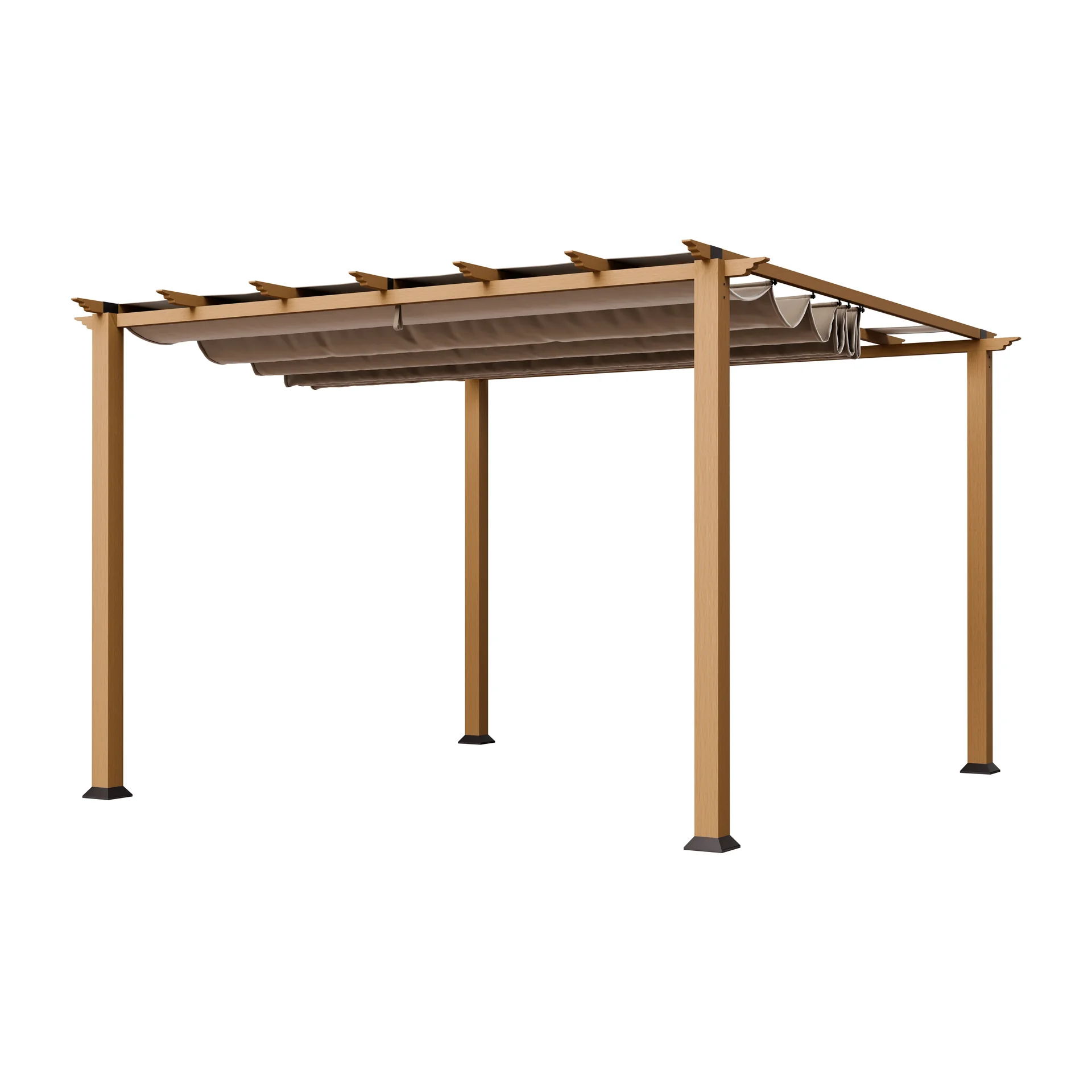 "Pergola Florida 350×350×235 cm Aluminium houtlook – incl. verstelbaar zonnedoek image"