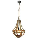 Hanging lamp Merwede brown wood adjustable 60W E27