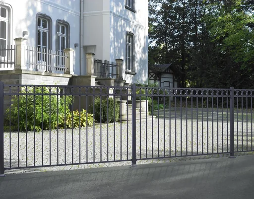 "Complete fence set Circle, for setting in concrete, matt black, height 100 cm, length 10 m image"