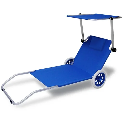 "Lounger Mobile Crete-Blue Aluminium with 2 wheels image"