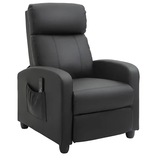 "Massage chair with reclining function, backrest with 2-point massage, foam, artificial leather, black, 68 x 88 x 98 cm image"