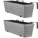 Polyrattan planter - set of 2 - grey
