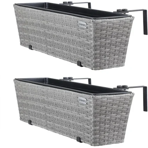 "Polyrattan planter - set of 2 - grey image"