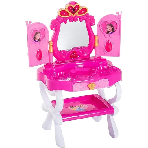 "Dressing table children's dressing table with chair photo frame music and light pink image"