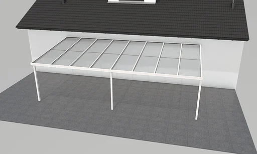 "Patio roof Premium, white, 8125 x 4060 mm - Acrylic multi-wall sheets 16 mm, clear image"