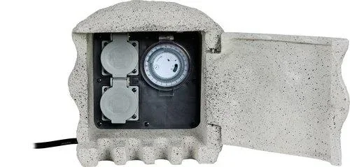 "Energy distributor PIEDRA 2-way timer grey, for indoor and outdoor use image"