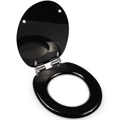 "Toilet seat with soft close mechanism black image"