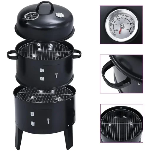 "3-in-1 charcoal smoker grill 40x80 cm image"