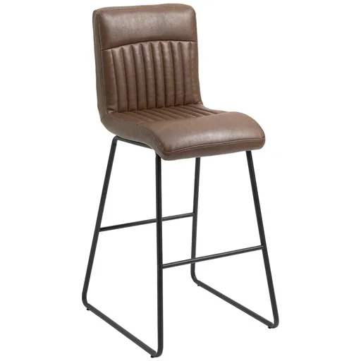 "Bar stool bar chairs with backrest dining room chairs PU artificial leather foam metal brown+black 54 x 57 x 112 cm Ruts image"