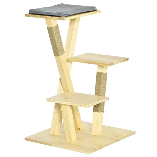 "Wooden scratching post for indoors and image"