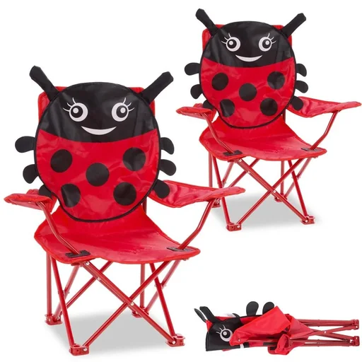 "Children's Garden Chair / Folding Chair / Folding Chair - 2-Piece - Ladybug - 61x56x34cm image"