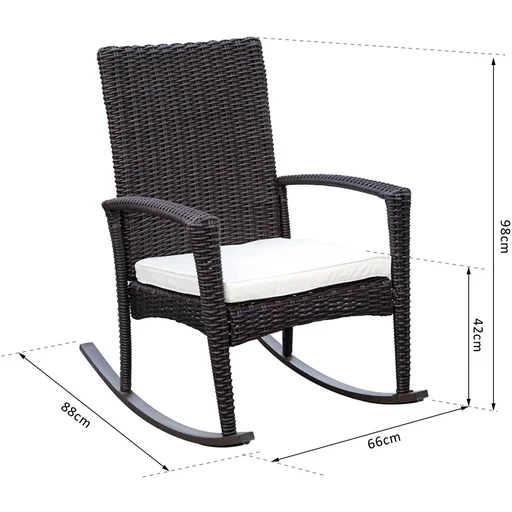 "Rocking chair polyrattan with cushion brown image"