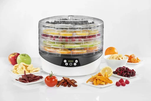 "Dehydrator, 500 watts, white/transparent image"