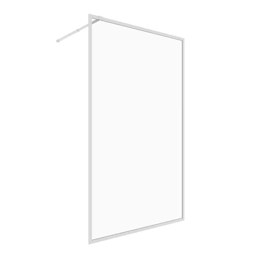 "Walk-in glass shower wall 120 x 200cm, shower partition with barrier-free entry including support rod silver look image"