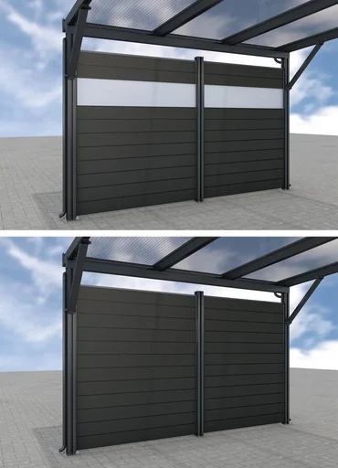 "Side wall for carports, anthracite, 5.82 x 1.86 m, WPC boards dark grey image"