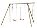 Charlotte round wood double swing with rope ladder