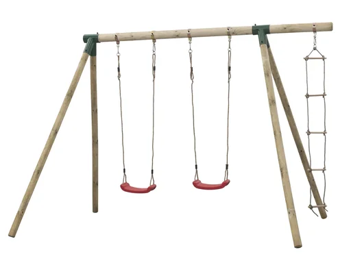 "Charlotte round wood double swing with rope ladder image"