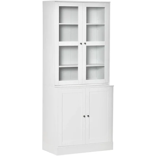 "Bookcase 178.5 cm tall cabinet display cabinet with glass door 6 compartments kitchen cabinet for living room office study image"
