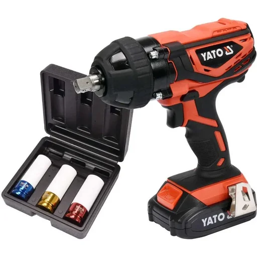 "Cordless impact wrench with sockets including case, battery and charger - 18V - 300Nm image"